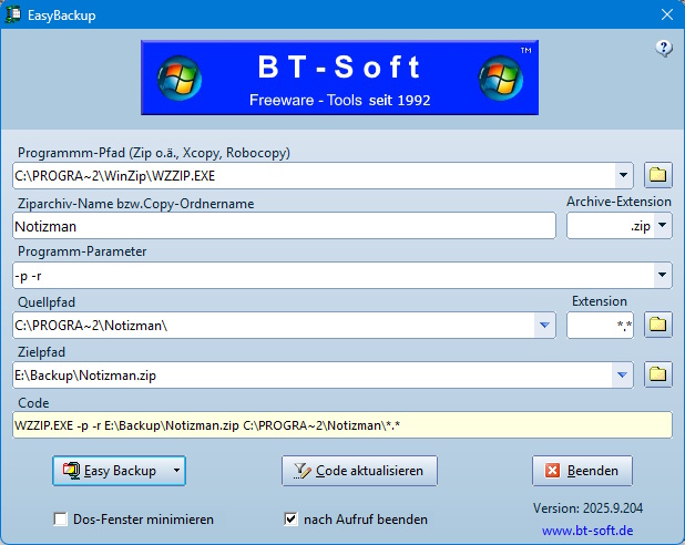 Backup Winzip